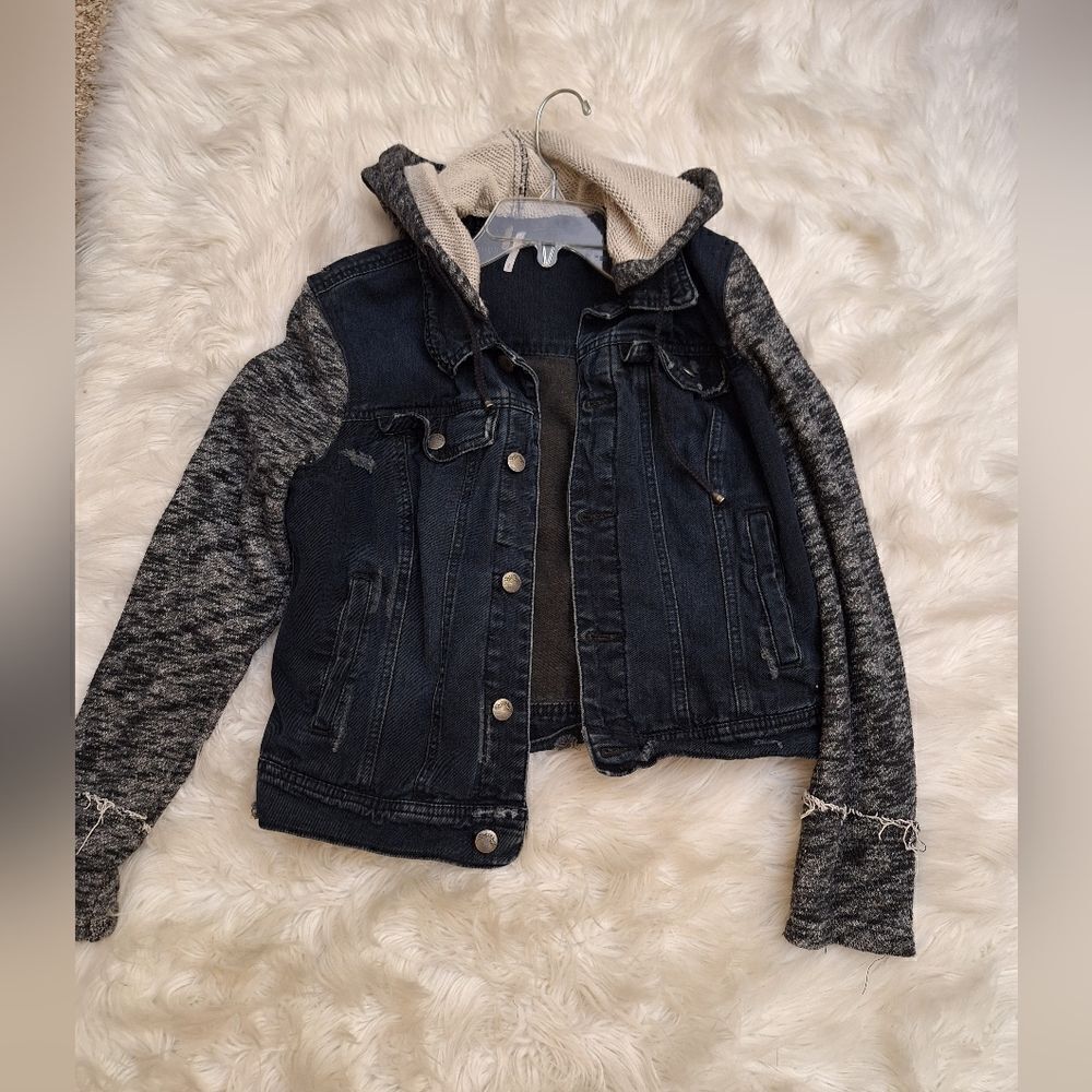 Free People Denim & knit hooded jacket‎ - Picture 8 of 11